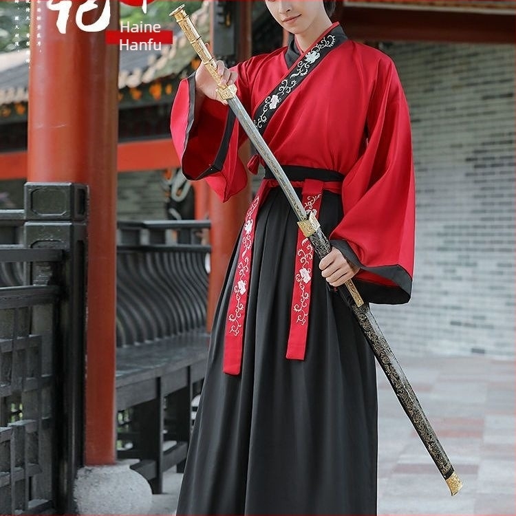 Costum antic îmbunătățit în stil wuxia pentru femei și bărbați, uniformă unisexă pentru elevi, costum de spectacol de dans în stil chinezesc, inspirat de Dragonul de zăpadă