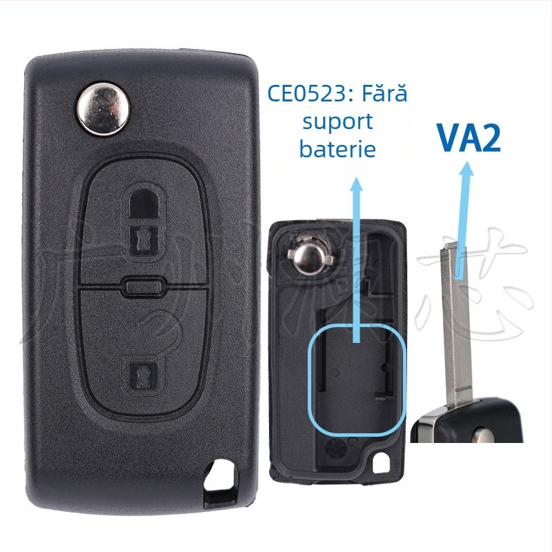 Carcasă pentru cheie auto rabatabilă Peugeot Citroën HU83 VA2 CE0523 CE0536