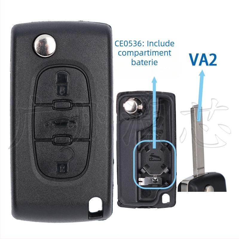 Carcasă pentru cheie auto rabatabilă Peugeot Citroën HU83 VA2 CE0523 CE0536