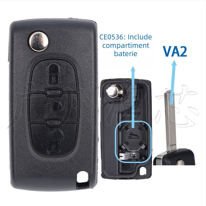 Carcasă pentru cheie auto rabatabilă Peugeot Citroën HU83 VA2 CE0523 CE0536