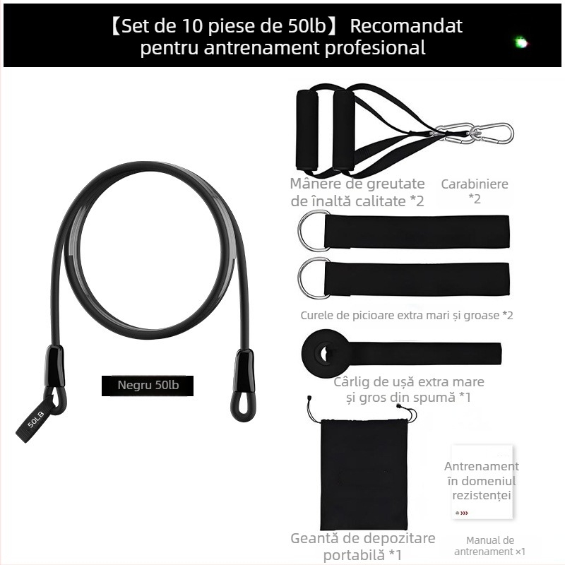 Set din latex cu rezistență de 150 lb, 11 piese, elastic de fitness multifuncțional
