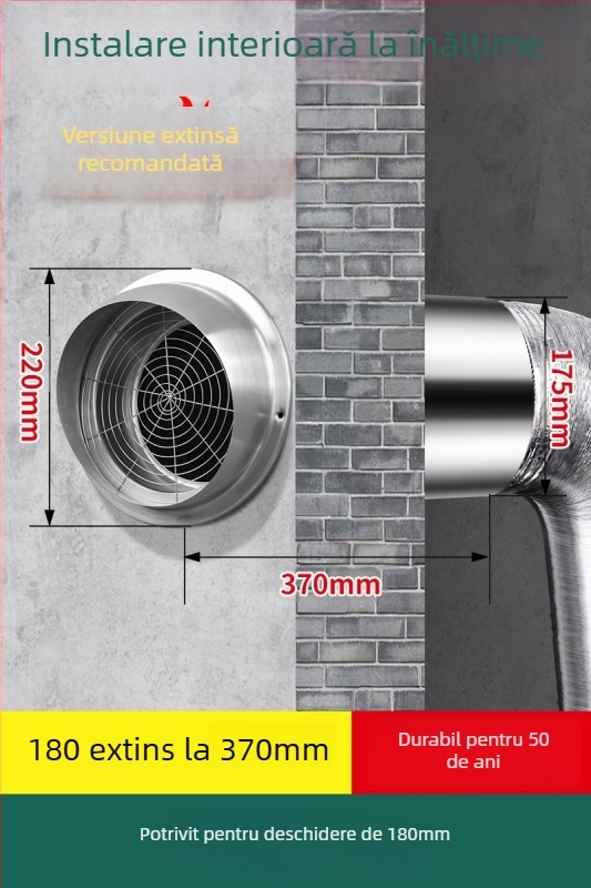 Capac de ventilație din oțel inoxidabil, protecție împotriva păsărilor și rozătoarelor, aer proaspăt