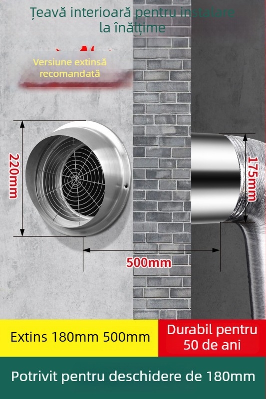 Capac de ventilație din oțel inoxidabil, protecție împotriva păsărilor și rozătoarelor, aer proaspăt