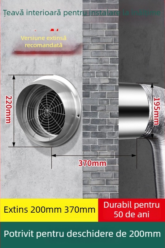 Capac de ventilație din oțel inoxidabil, protecție împotriva păsărilor și rozătoarelor, aer proaspăt