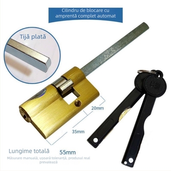 Cilindru de încuietoare cu amprentă, ultra-compact, automat, semi-automat, din cupru masiv, Clasa C anti-furt cu nucleu de încuietoare protejat prin parolă
