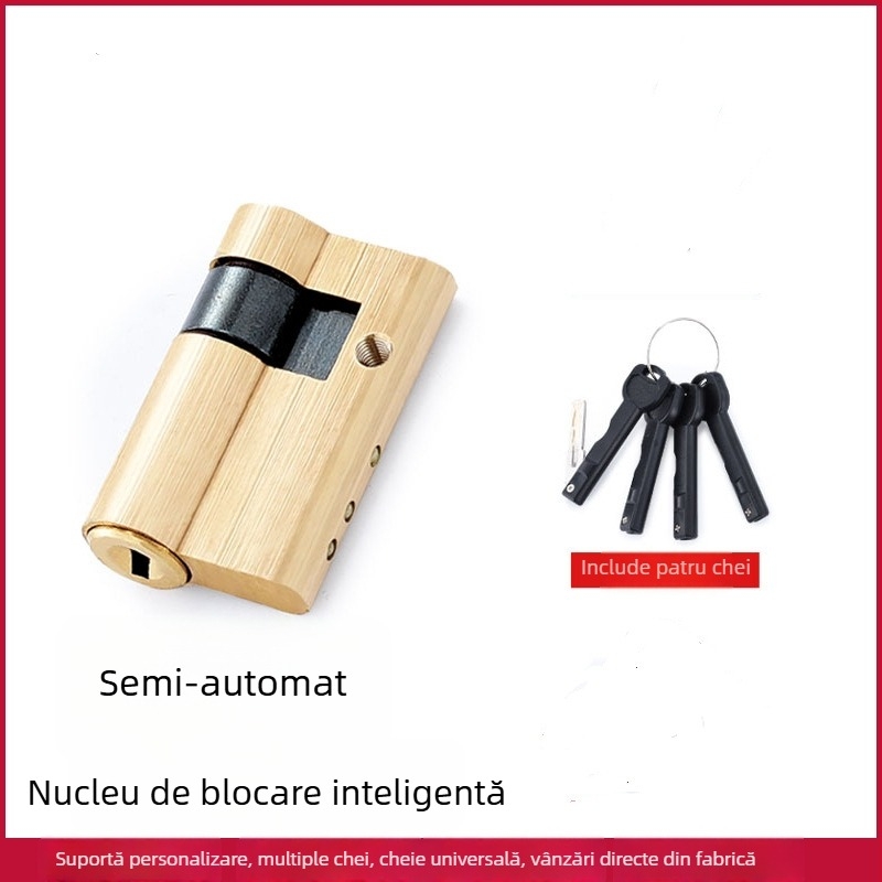 Cilindru de încuietoare cu amprentă, ultra-compact, automat, semi-automat, din cupru masiv, Clasa C anti-furt cu nucleu de încuietoare protejat prin parolă