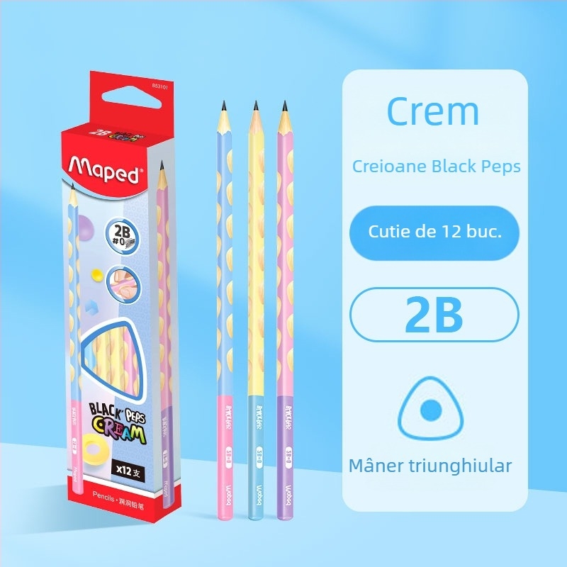 Maped creion cu priză triunghiulară HB/2B pentru elevi – exerciții de scriere