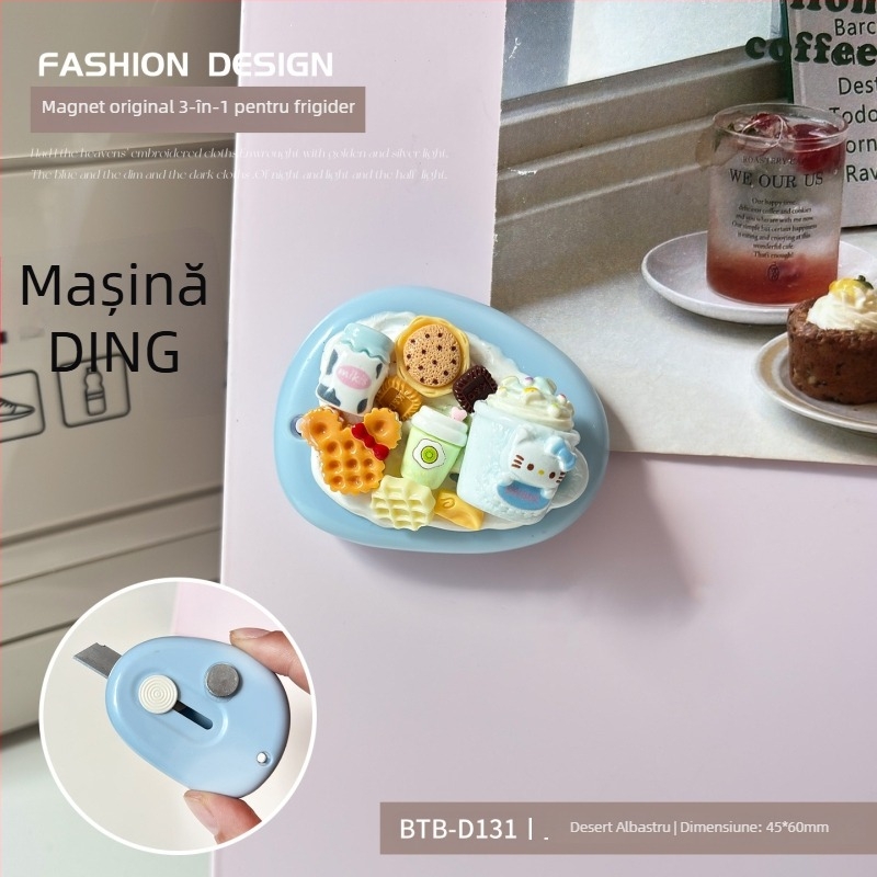 Cuțit multifuncțional pentru deschiderea coletelor, tăierea hârtiei, magnet pentru frigider și pandantiv pentru geantă, design desen animat