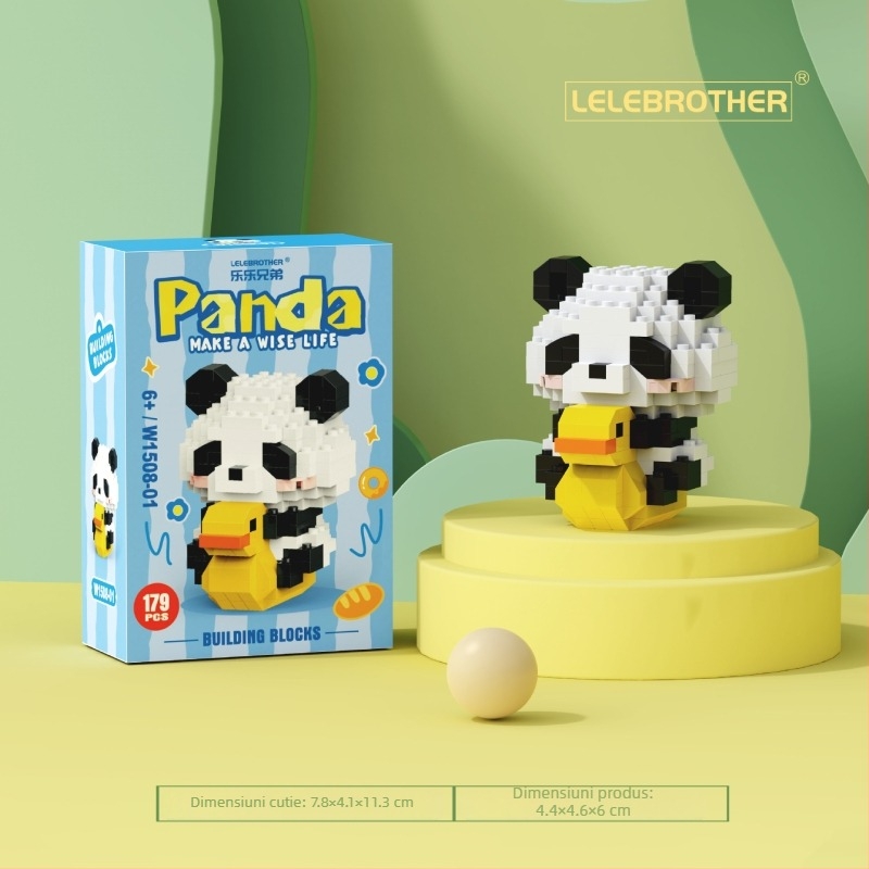 Set de blocuri compatibil cu LEGO, figurină Panda National Treasure desen animat, ABS plastic, 100-200 piese