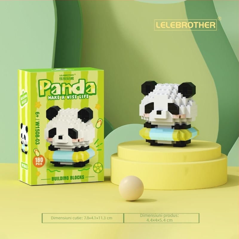Set de blocuri compatibil cu LEGO, figurină Panda National Treasure desen animat, ABS plastic, 100-200 piese