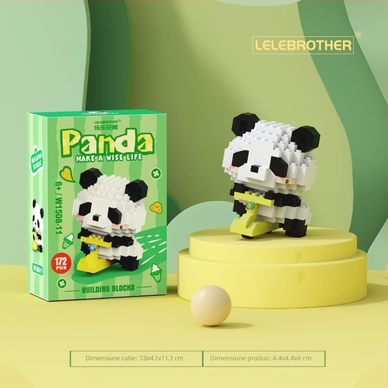 Set de blocuri compatibil cu LEGO, figurină Panda National Treasure desen animat, ABS plastic, 100-200 piese