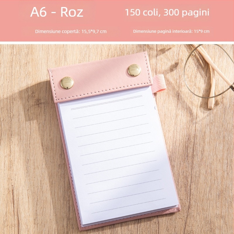 Bloc de notițe A6, compact și gros, cu notițe adezive detașabile și hârtie înlocuibilă, mic carnet