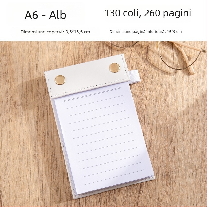Bloc de notițe A6, compact și gros, cu notițe adezive detașabile și hârtie înlocuibilă, mic carnet