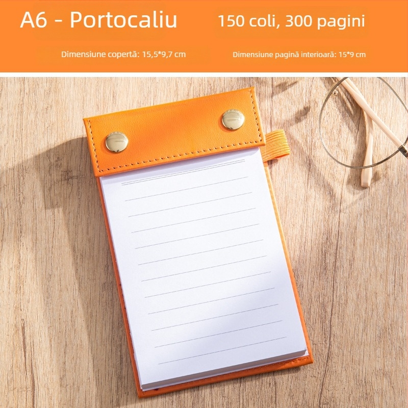 Bloc de notițe A6, compact și gros, cu notițe adezive detașabile și hârtie înlocuibilă, mic carnet