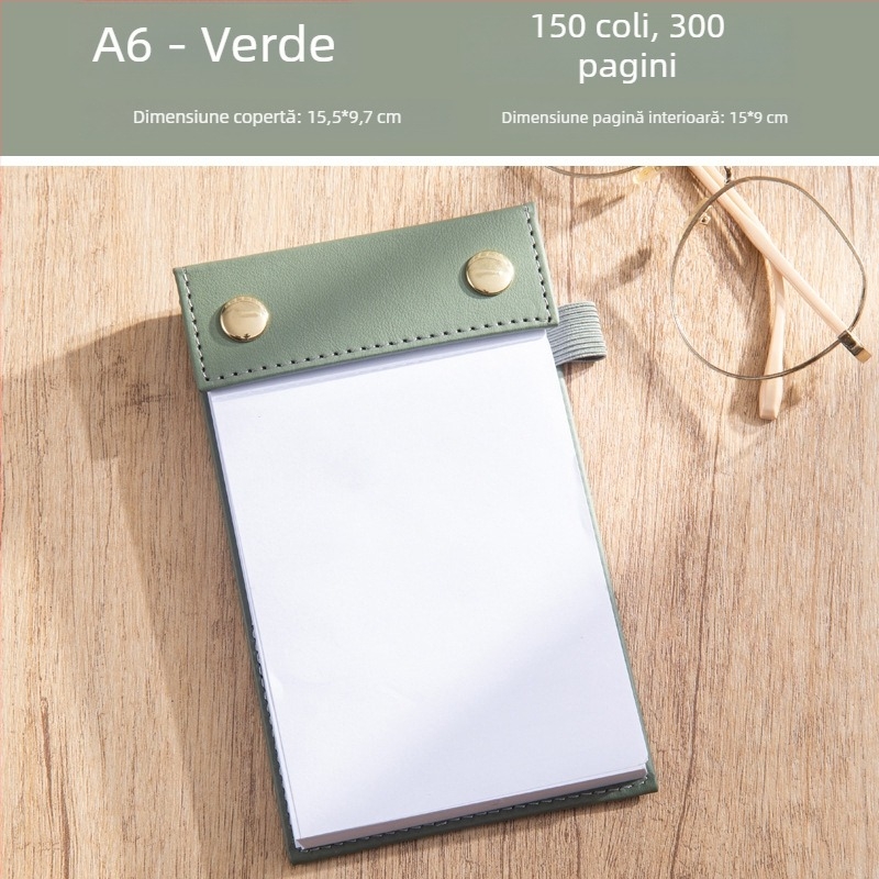 Bloc de notițe A6, compact și gros, cu notițe adezive detașabile și hârtie înlocuibilă, mic carnet