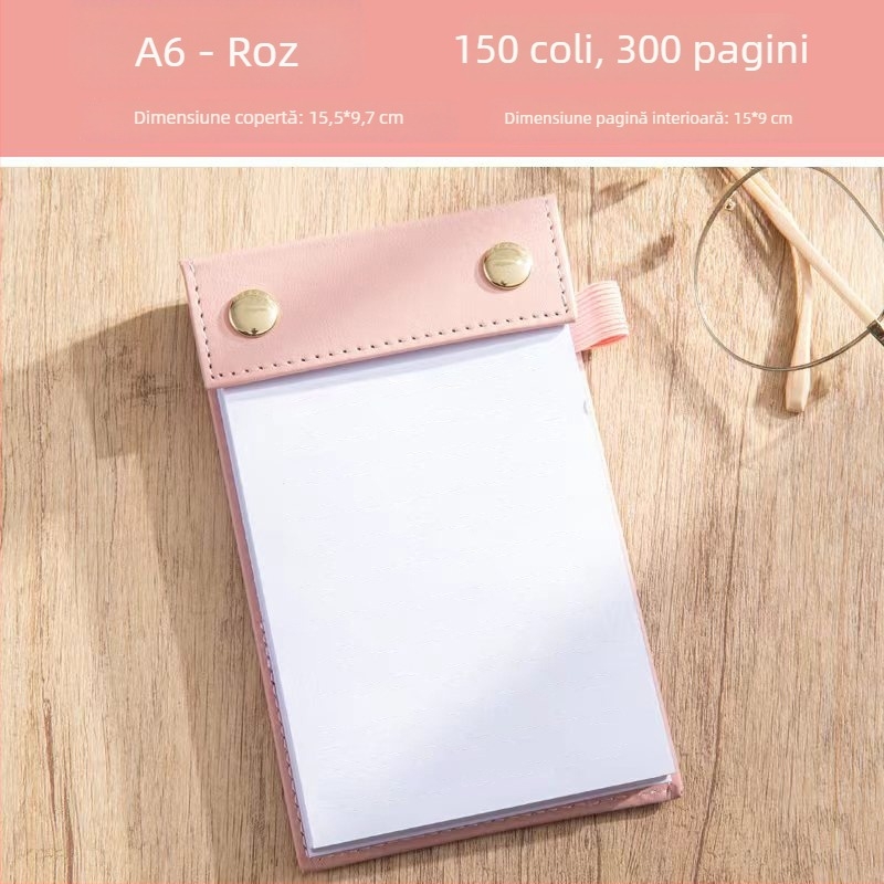 Bloc de notițe A6, compact și gros, cu notițe adezive detașabile și hârtie înlocuibilă, mic carnet