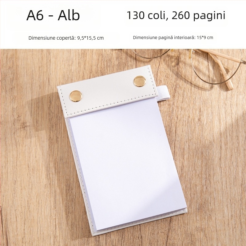 Bloc de notițe A6, compact și gros, cu notițe adezive detașabile și hârtie înlocuibilă, mic carnet