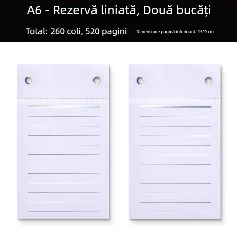 Bloc de notițe A6, compact și gros, cu notițe adezive detașabile și hârtie înlocuibilă, mic carnet