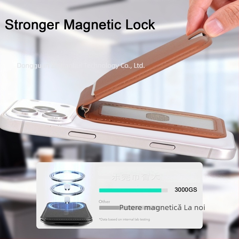 Suport pentru card MagSafe Apple, husă din piele PU, pliabilă, cu suport magnetic