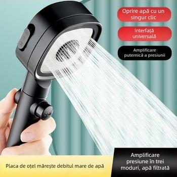 Dus cu presiune, ABS, funcție ploaie, montaj facil, compatibil cu boiler, design modern minimalist, formă pătrată