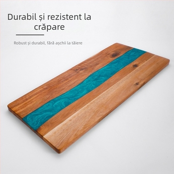 Tocător din rășină și lemn de acacia, placă multifuncțională pentru tăierea cărnii, pizza și fructelor