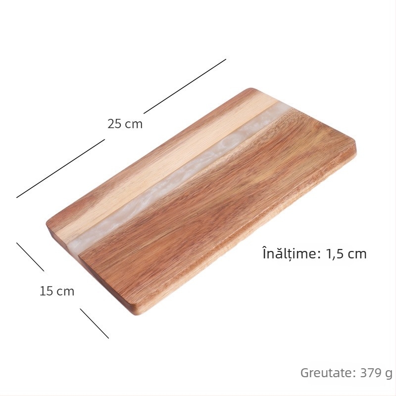 Tocător din rășină și lemn de acacia, placă multifuncțională pentru tăierea cărnii, pizza și fructelor