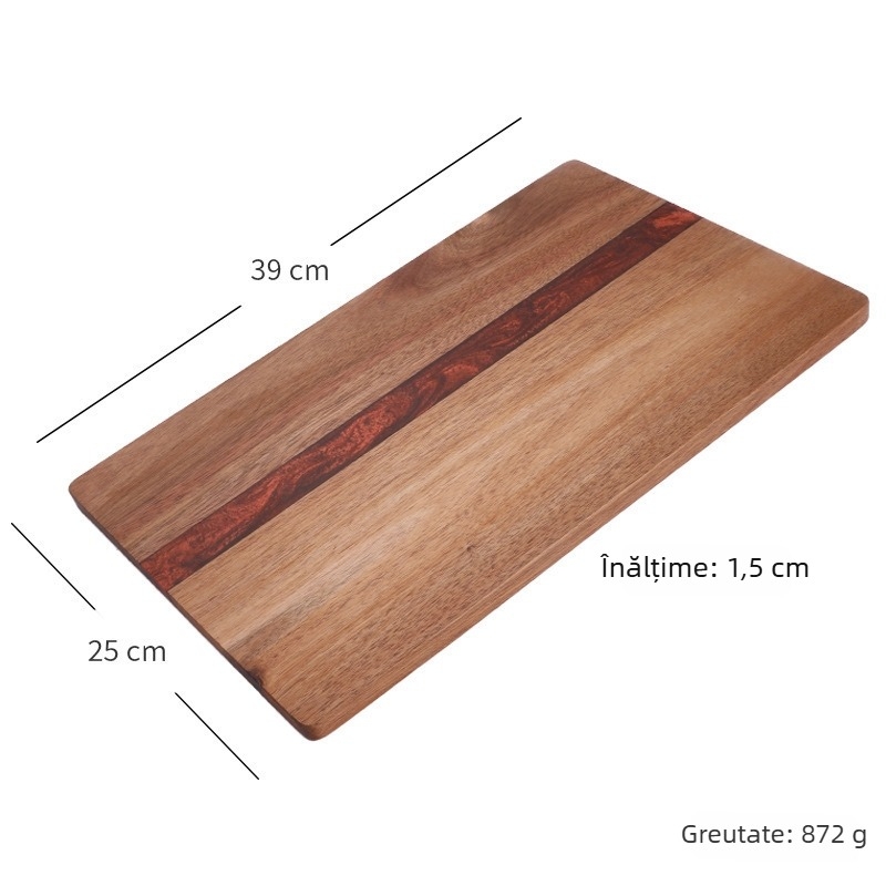 Tocător din rășină și lemn de acacia, placă multifuncțională pentru tăierea cărnii, pizza și fructelor