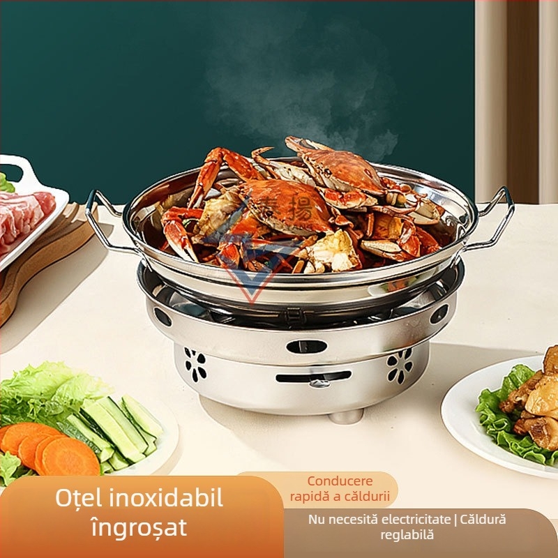 Aragaz cu alcool din oțel inoxidabil, oală mică pentru hot pot uscat, pentru uz casnic, restaurant, cămin, utilizare comercială