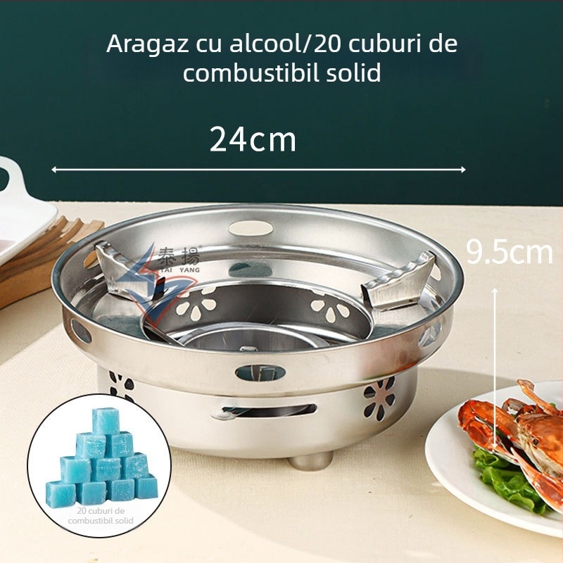 Aragaz cu alcool din oțel inoxidabil, oală mică pentru hot pot uscat, pentru uz casnic, restaurant, cămin, utilizare comercială