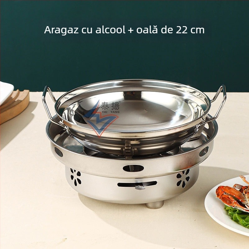 Aragaz cu alcool din oțel inoxidabil, oală mică pentru hot pot uscat, pentru uz casnic, restaurant, cămin, utilizare comercială