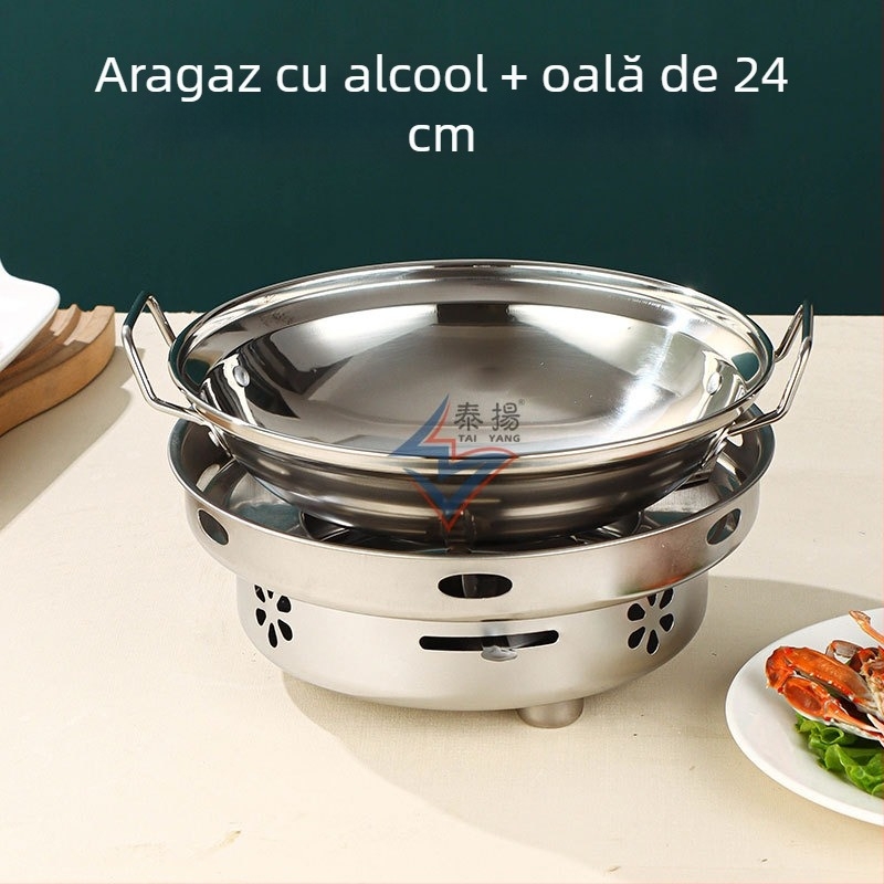 Aragaz cu alcool din oțel inoxidabil, oală mică pentru hot pot uscat, pentru uz casnic, restaurant, cămin, utilizare comercială