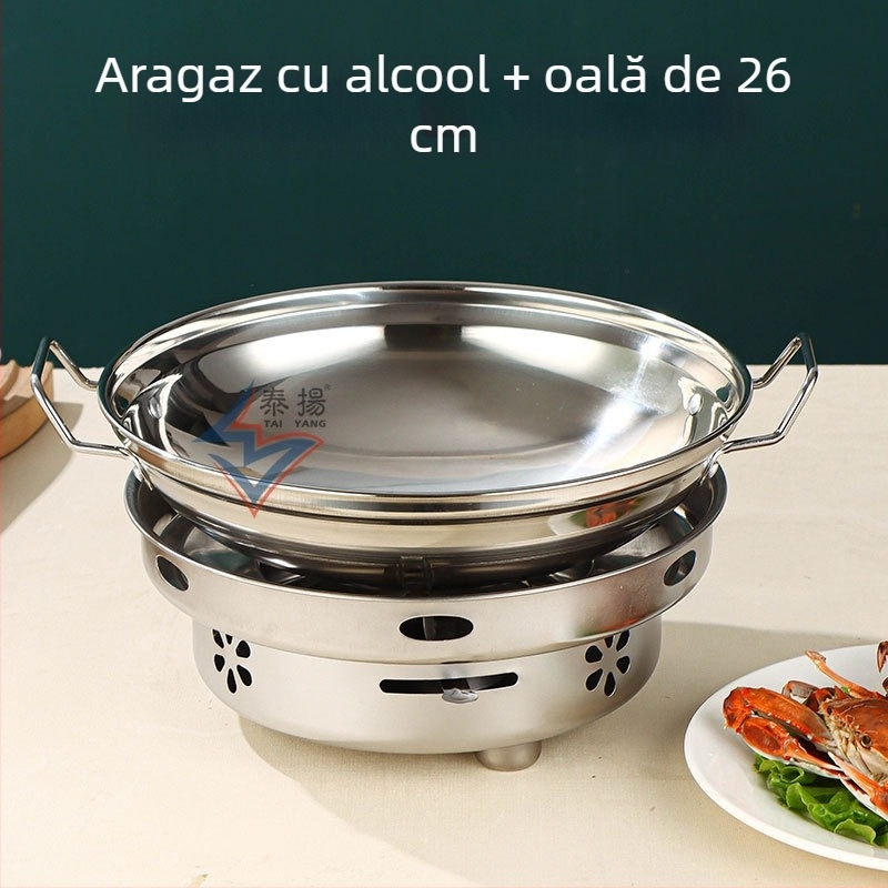 Aragaz cu alcool din oțel inoxidabil, oală mică pentru hot pot uscat, pentru uz casnic, restaurant, cămin, utilizare comercială