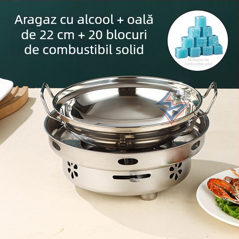 Aragaz cu alcool din oțel inoxidabil, oală mică pentru hot pot uscat, pentru uz casnic, restaurant, cămin, utilizare comercială