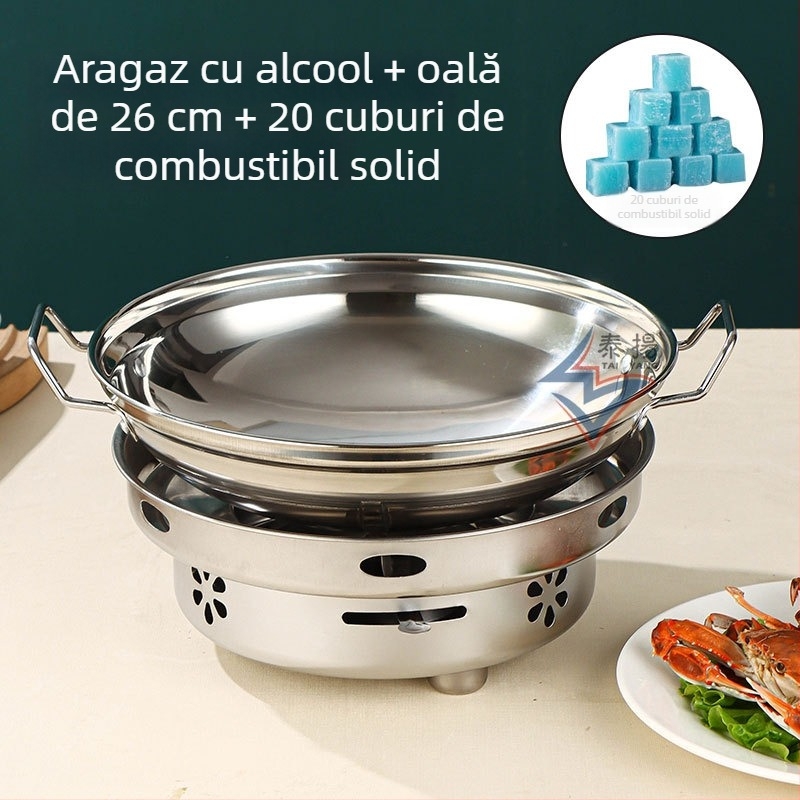 Aragaz cu alcool din oțel inoxidabil, oală mică pentru hot pot uscat, pentru uz casnic, restaurant, cămin, utilizare comercială