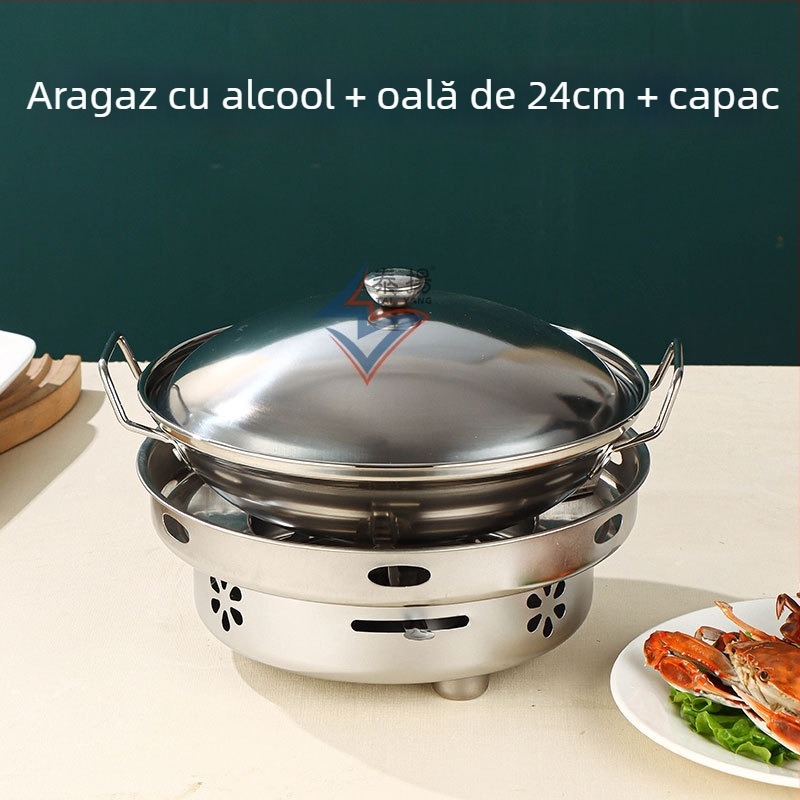 Aragaz cu alcool din oțel inoxidabil, oală mică pentru hot pot uscat, pentru uz casnic, restaurant, cămin, utilizare comercială