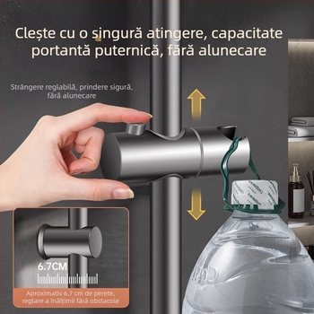 Set suport duș din oțel inoxidabil, tijă reglabilă, fără găurire, fără cuie, pentru capul de duș rotund