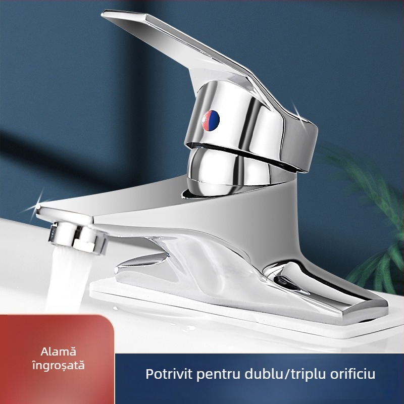Robinet din cupru integral pentru chiuveta de masă, cu apă caldă și rece, baie în stil modern minimalist