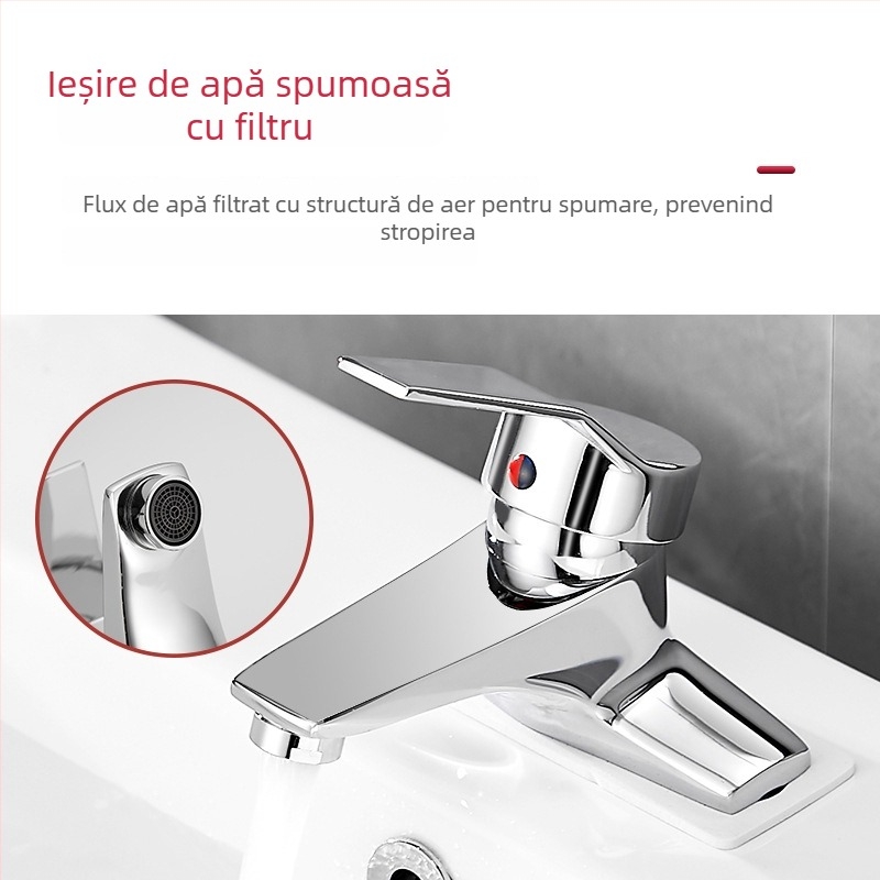 Robinet din cupru integral pentru chiuveta de masă, cu apă caldă și rece, baie în stil modern minimalist