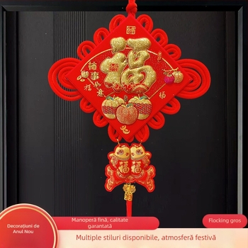 Pandantiv din nod chinezesc cu simbolul norocului pentru Anul Nou Chinezesc 2025, decor pentru living, stil nou chinezesc, pace și fericire