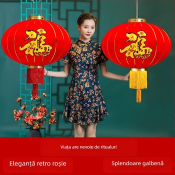 Fenar roșu binecuvântat pentru agățat – lanternă chineză rotundă, impermeabilă, pentru balcon și exterior, cadou de Anul Nou