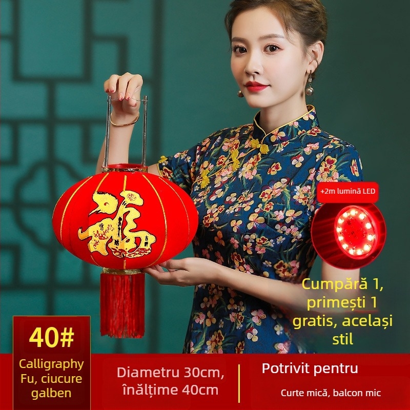 Fenar roșu binecuvântat pentru agățat – lanternă chineză rotundă, impermeabilă, pentru balcon și exterior, cadou de Anul Nou
