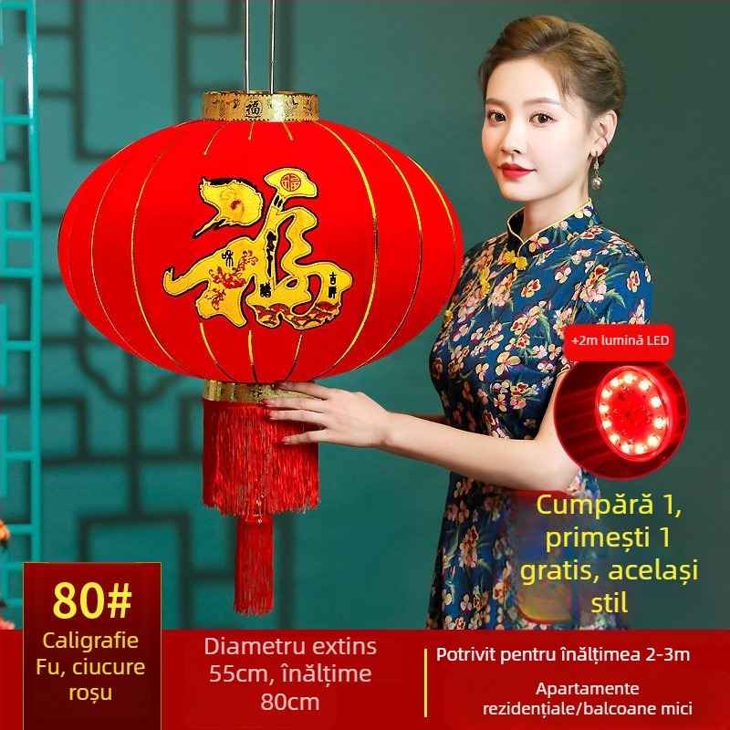 Fenar roșu binecuvântat pentru agățat – lanternă chineză rotundă, impermeabilă, pentru balcon și exterior, cadou de Anul Nou