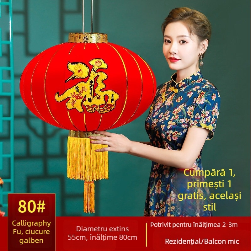 Fenar roșu binecuvântat pentru agățat – lanternă chineză rotundă, impermeabilă, pentru balcon și exterior, cadou de Anul Nou
