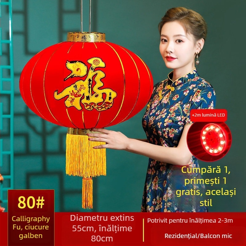Fenar roșu binecuvântat pentru agățat – lanternă chineză rotundă, impermeabilă, pentru balcon și exterior, cadou de Anul Nou