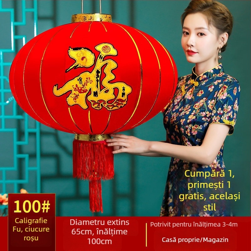 Fenar roșu binecuvântat pentru agățat – lanternă chineză rotundă, impermeabilă, pentru balcon și exterior, cadou de Anul Nou