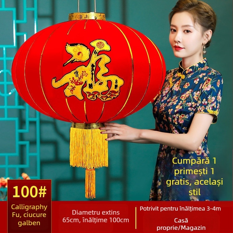Fenar roșu binecuvântat pentru agățat – lanternă chineză rotundă, impermeabilă, pentru balcon și exterior, cadou de Anul Nou