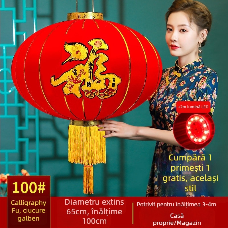 Fenar roșu binecuvântat pentru agățat – lanternă chineză rotundă, impermeabilă, pentru balcon și exterior, cadou de Anul Nou