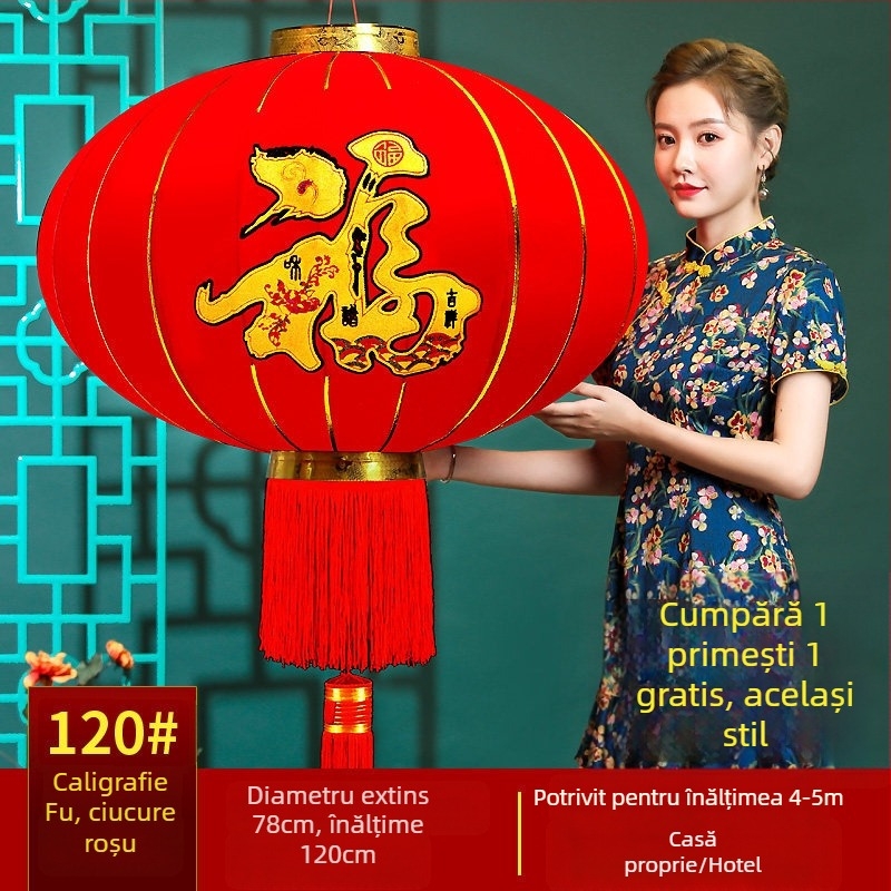 Fenar roșu binecuvântat pentru agățat – lanternă chineză rotundă, impermeabilă, pentru balcon și exterior, cadou de Anul Nou