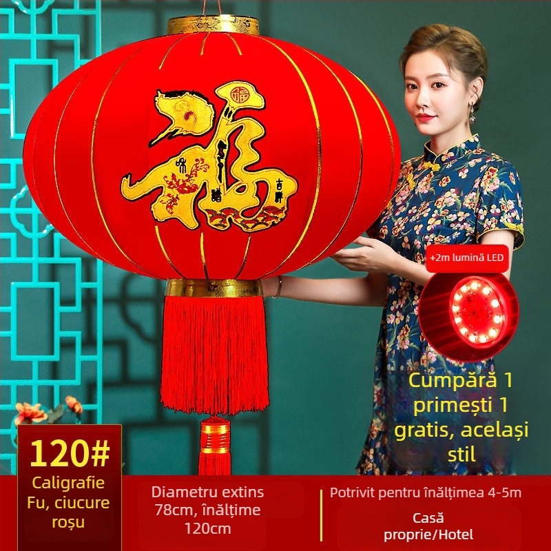 Fenar roșu binecuvântat pentru agățat – lanternă chineză rotundă, impermeabilă, pentru balcon și exterior, cadou de Anul Nou