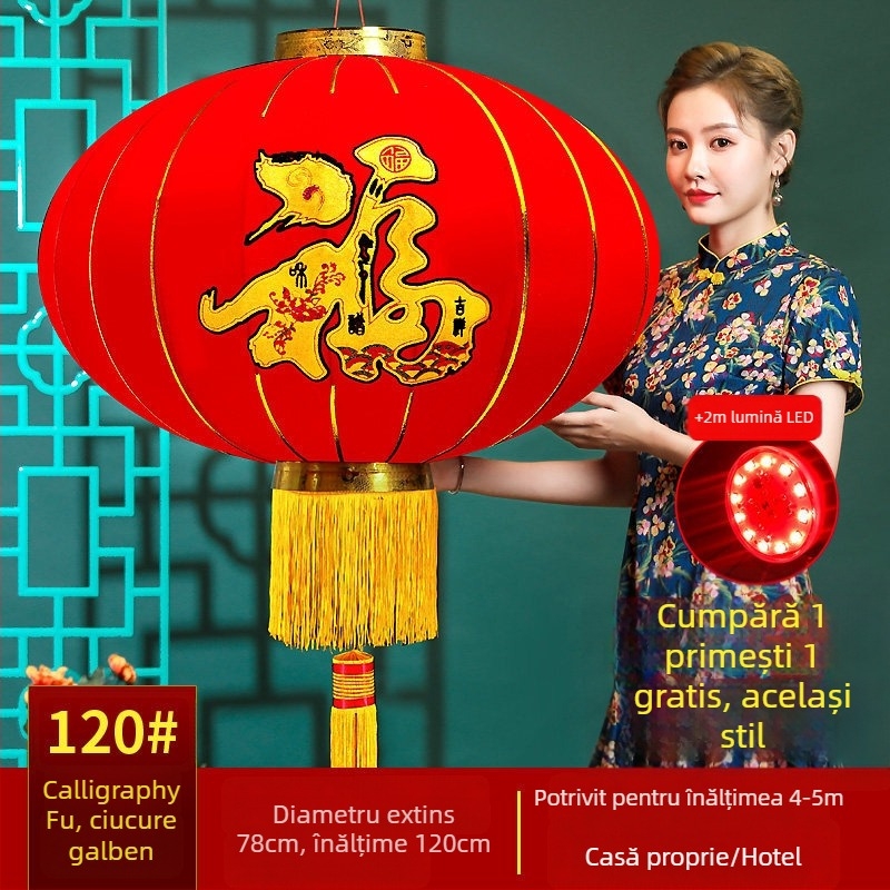 Fenar roșu binecuvântat pentru agățat – lanternă chineză rotundă, impermeabilă, pentru balcon și exterior, cadou de Anul Nou